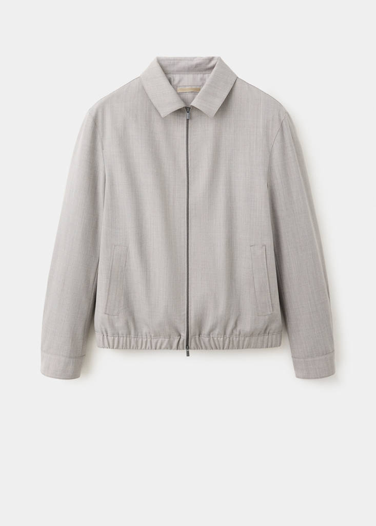 Shirt-collar wool-blend jacket — Light/Pastel Grey