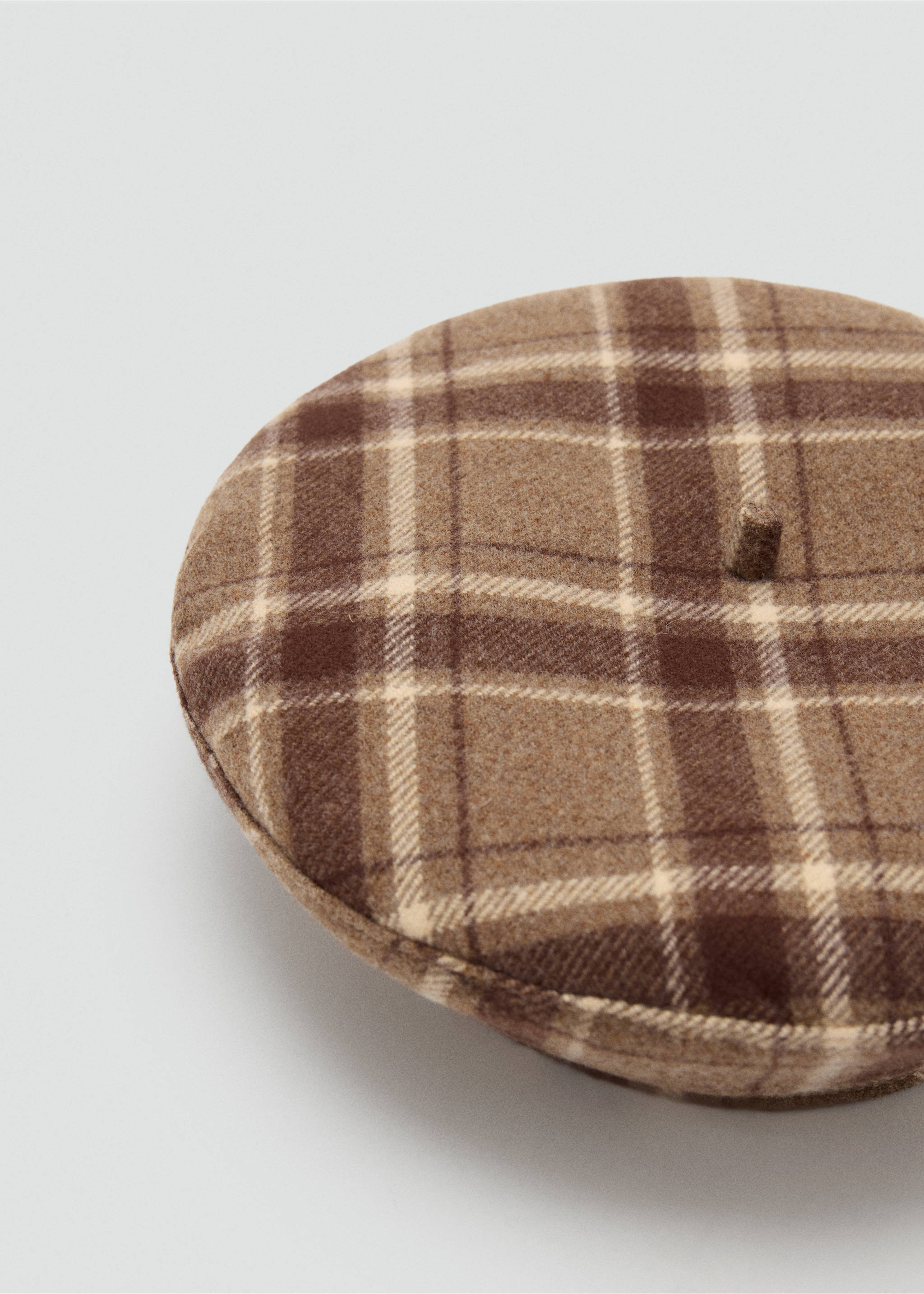 Wool-blend checked beret - Medium plane, Brown. Ref: 37095978-00.