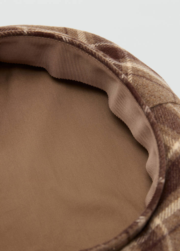 Wool-blend checked beret — Brown
