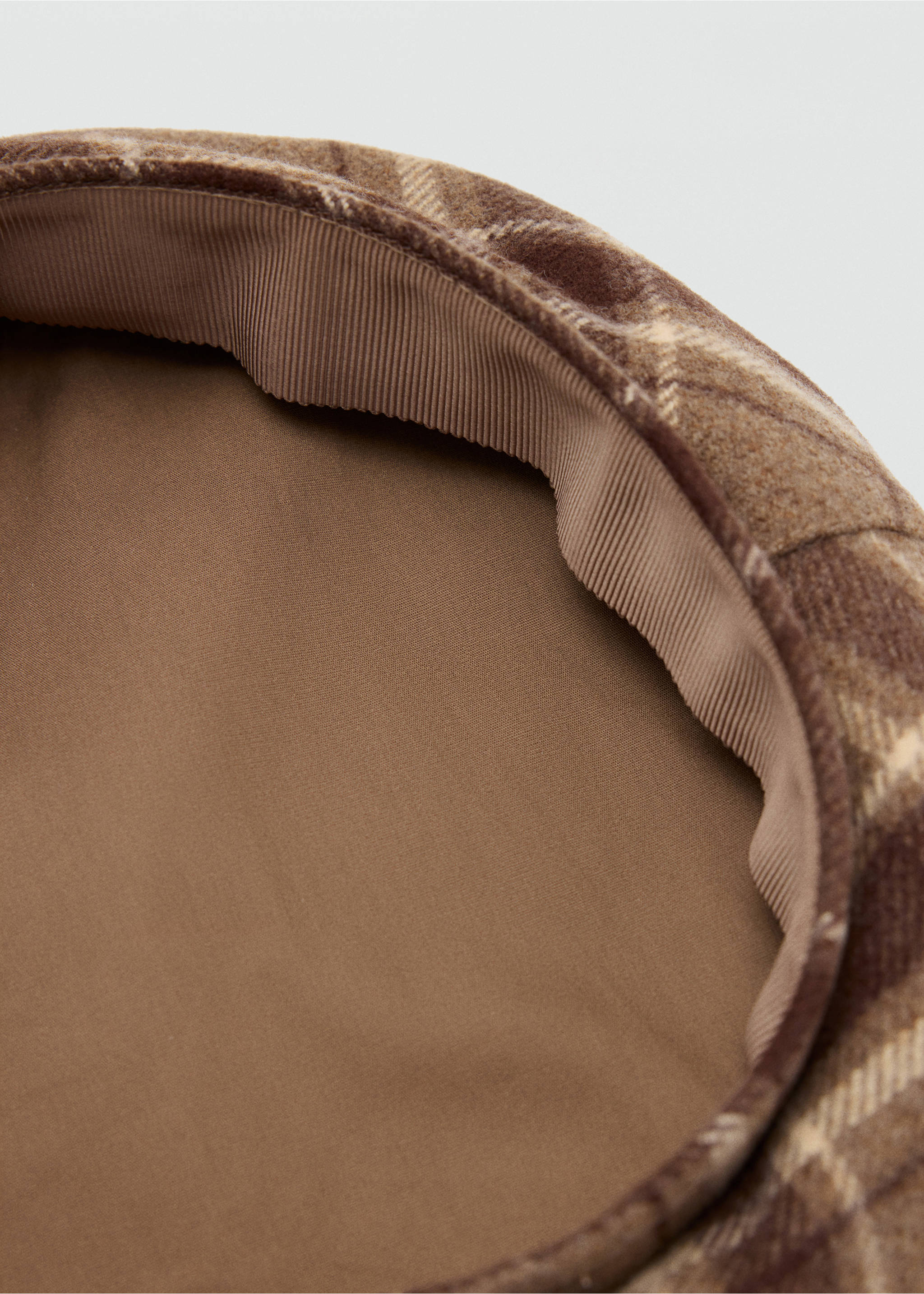Wool-blend checked beret - Details of the article 1, Brown. Ref: 37095978-00.