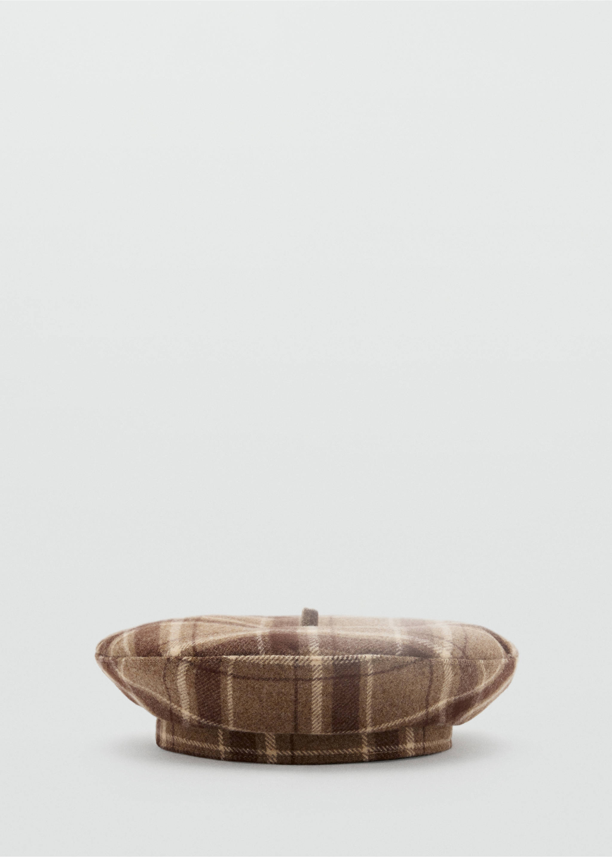 Wool-blend checked beret - Article without model, Brown. Ref: 37095978-00.