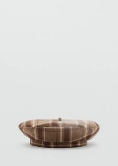Wool-blend checked beret — Brown 1