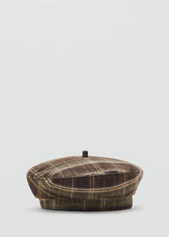 Wool-blend checked beret — Chocolate 1