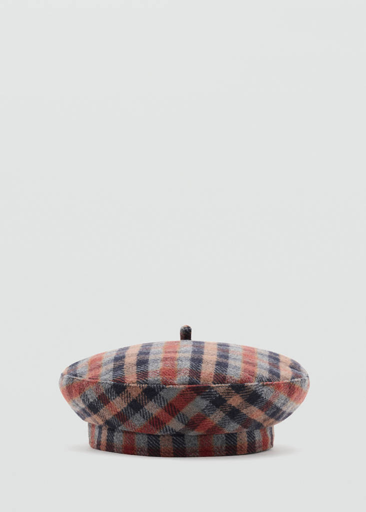Wool-blend checked beret — Blue