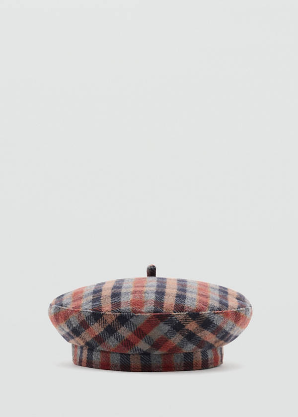 Wool-blend checked beret — Blue