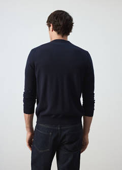 Fine-knit cardigan in 100% merino wool — Navy 3