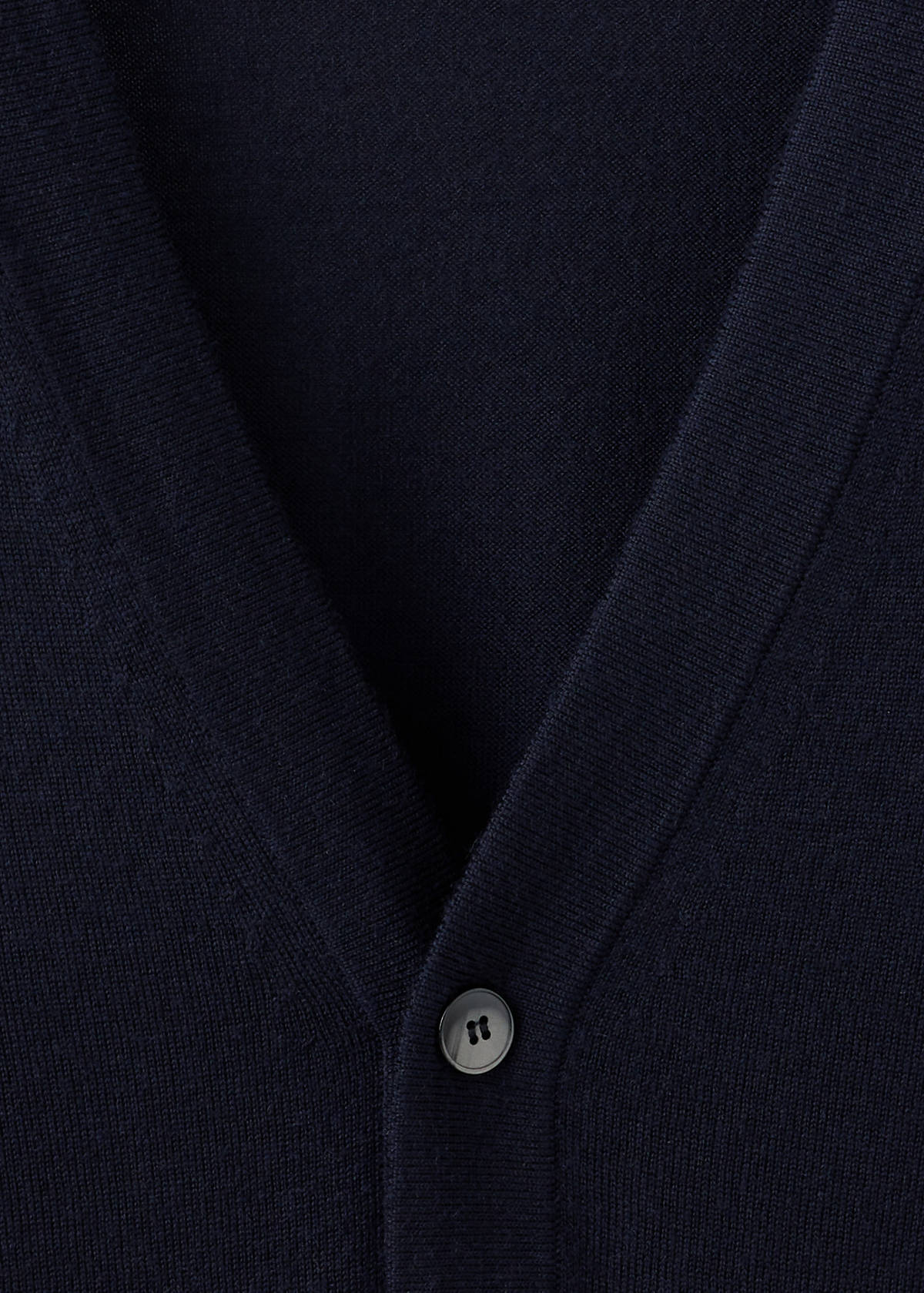 Fine-knit cardigan in 100% merino wool — Navy