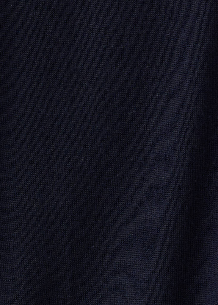 Fine-knit 100% merino wool cardigan — Navy
