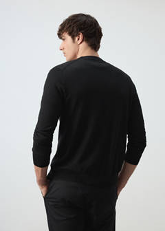Fine-knit cardigan in 100% merino wool — Black 3