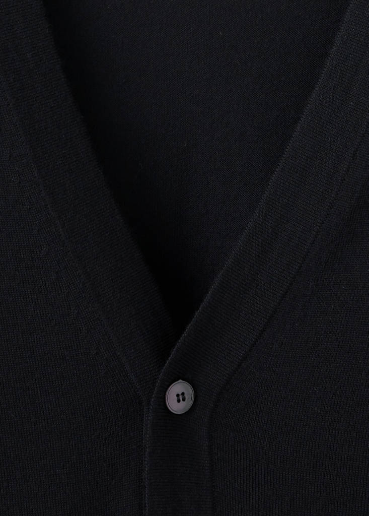 Fine-knit 100% merino wool cardigan — Black