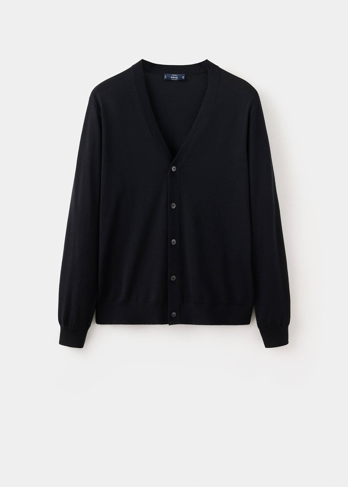 Fine-knit cardigan in 100% merino wool — Black