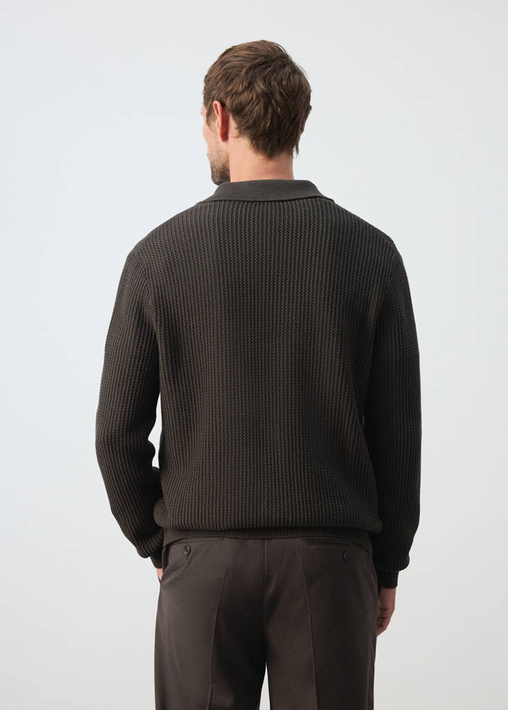 Ribbed knitted cardigan — Chocolate
