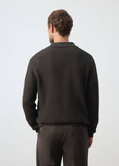 Ribbed knitted cardigan — Chocolate 3