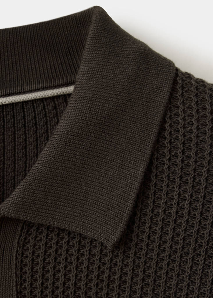 Ribbed knitted cardigan — Chocolate