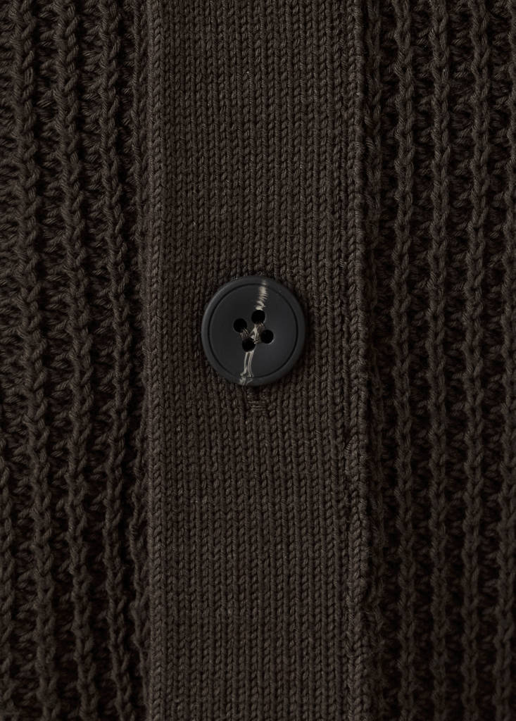 Ribbed knitted cardigan — Chocolate