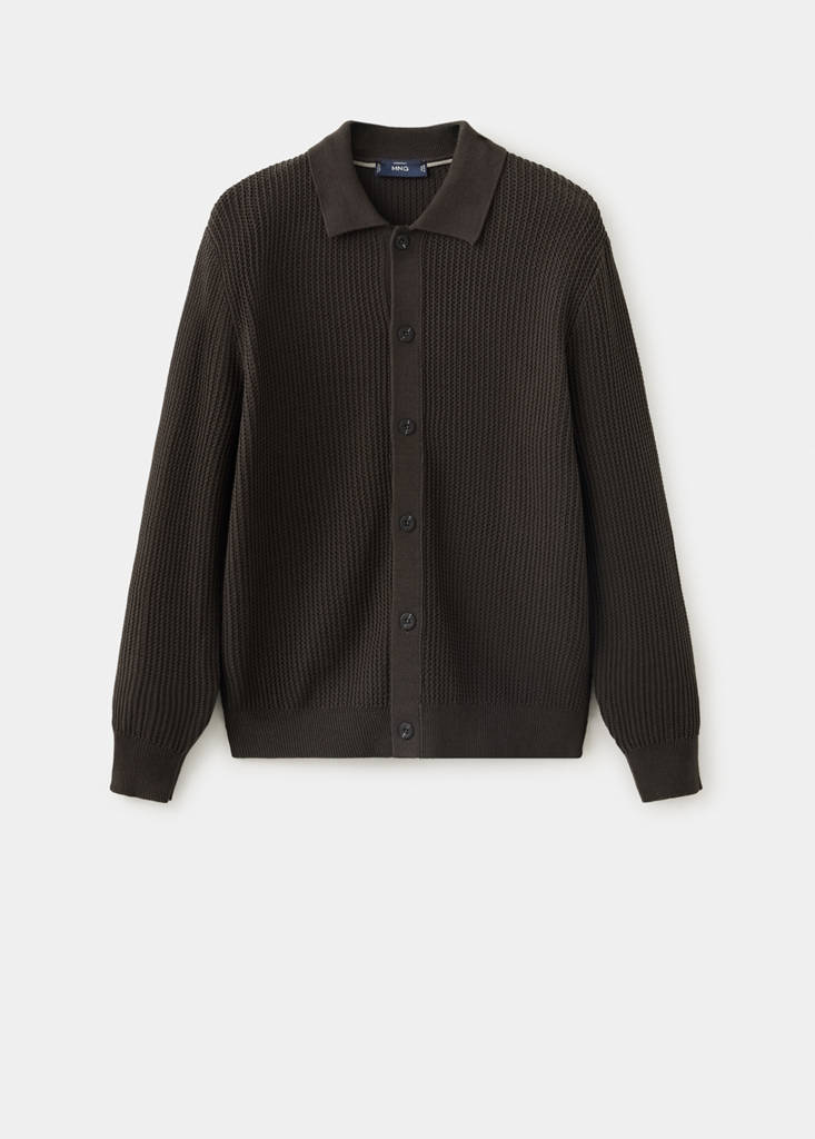 Ribbed knitted cardigan — Chocolate