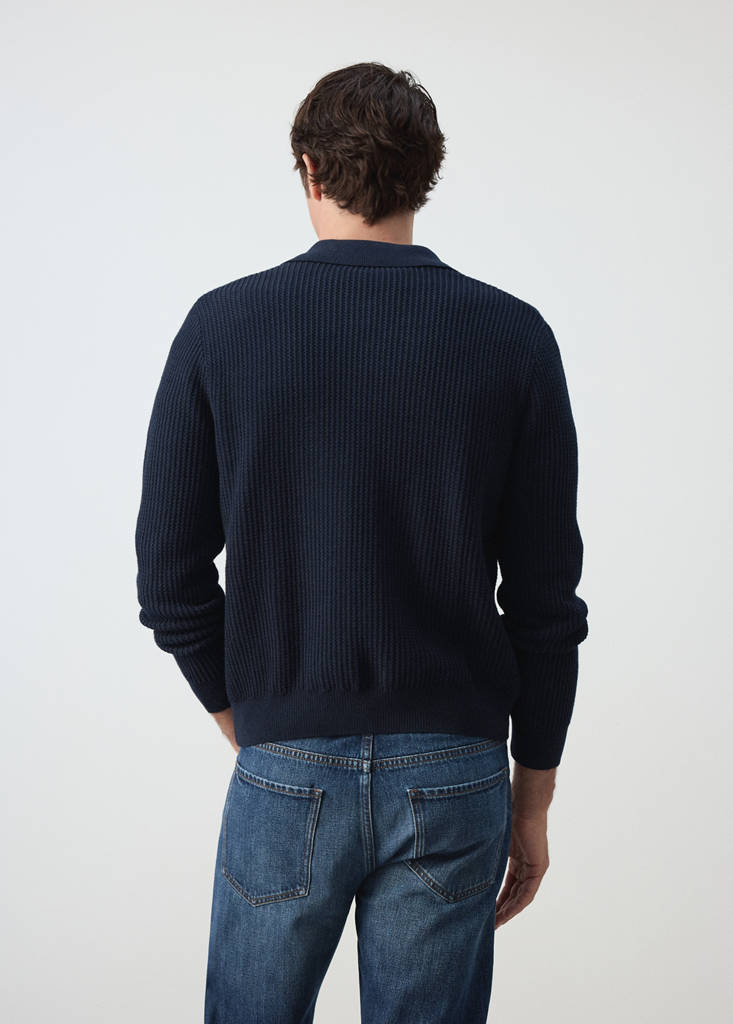 Ribbed knitted cardigan — Navy