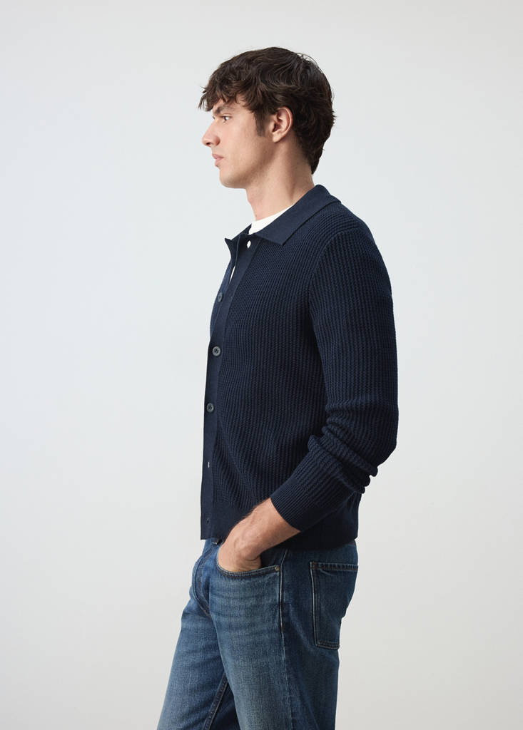 Ribbed knitted cardigan — Navy