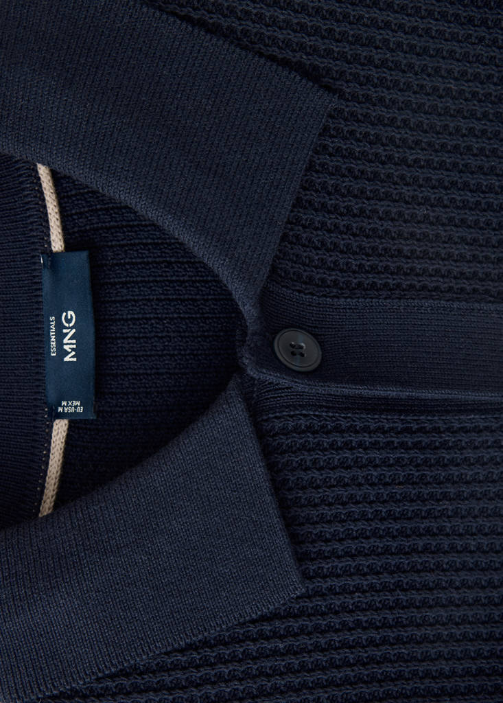 Ribbed knitted cardigan — Navy
