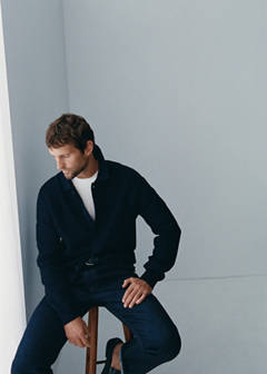 Ribbed knitted cardigan — Navy 7