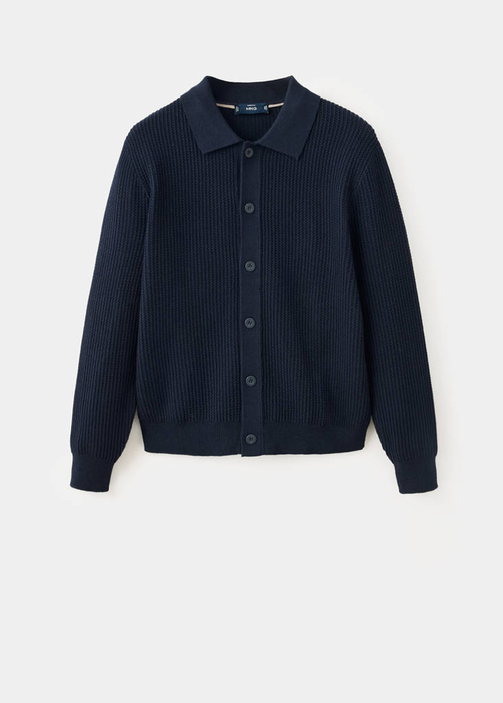 Ribbed knitted cardigan — Navy