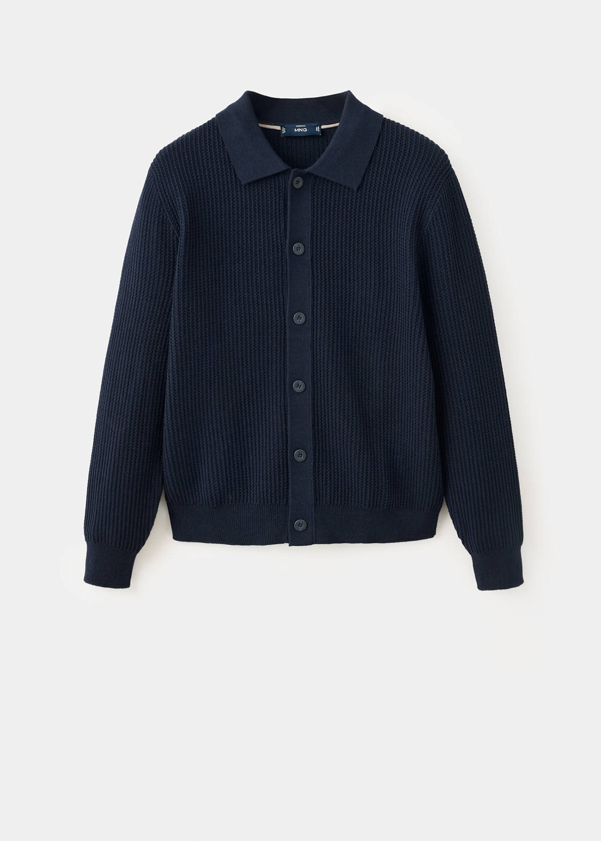 Ribbed knitted cardigan — Navy