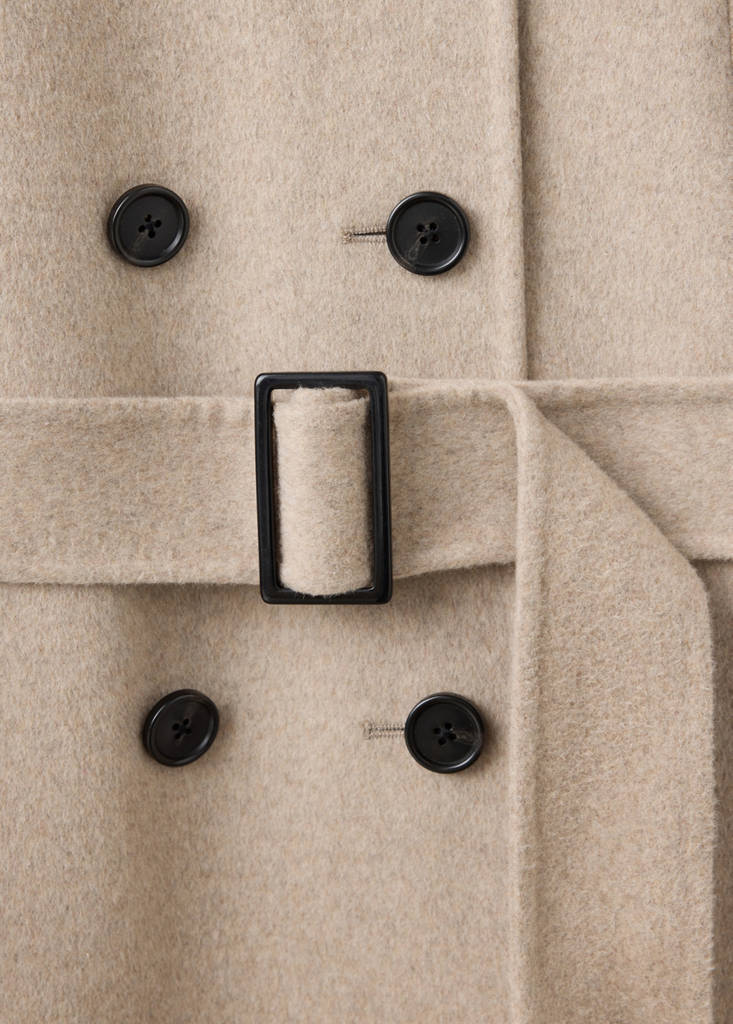 Wool coat, funnel neck with belt - thumbnail 6