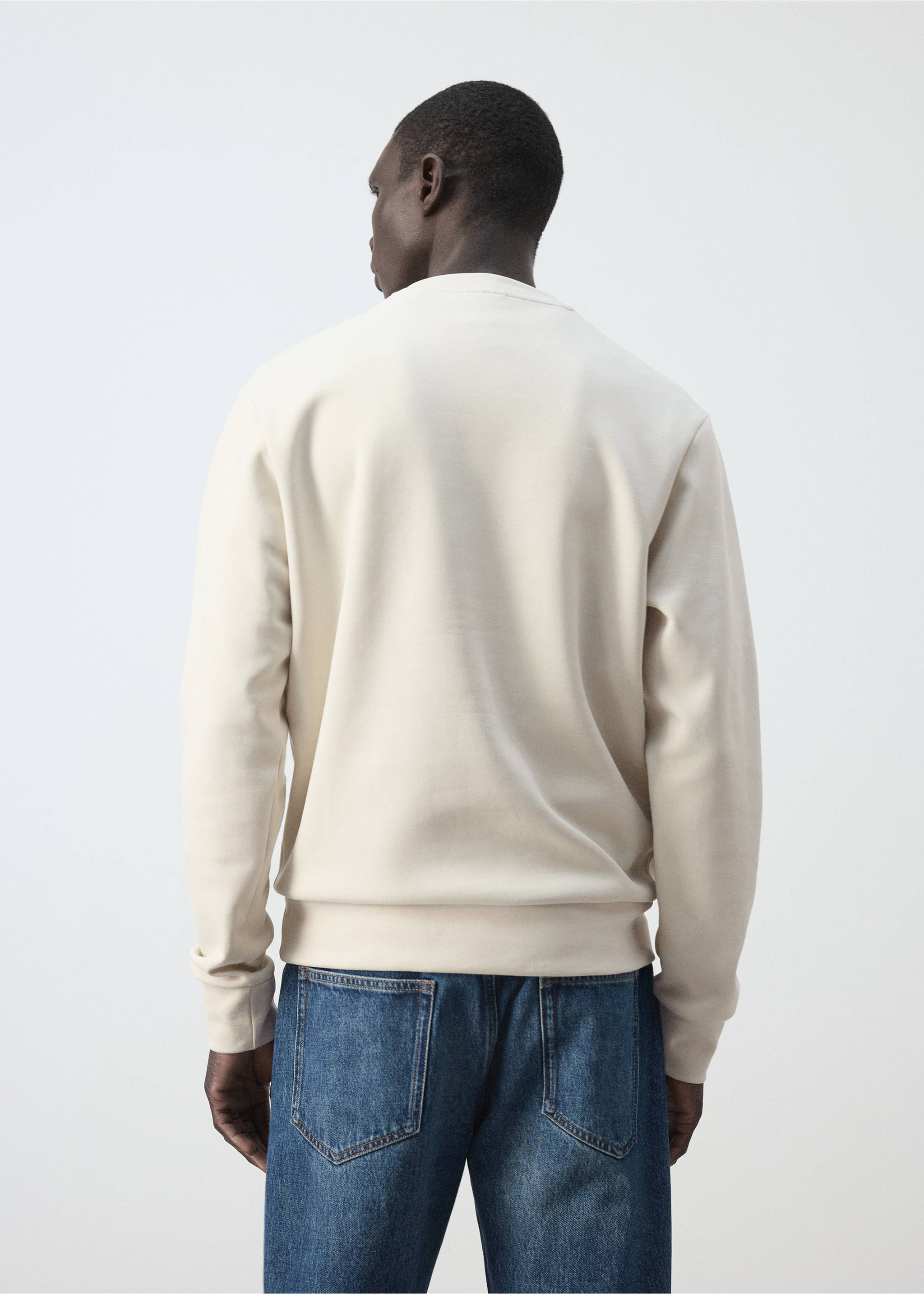 Sweatshirt aus 100 % Baumwolle, Regular Fit - Rückseite des Artikels, Cremeweiß. Ref: 37095983-00.
