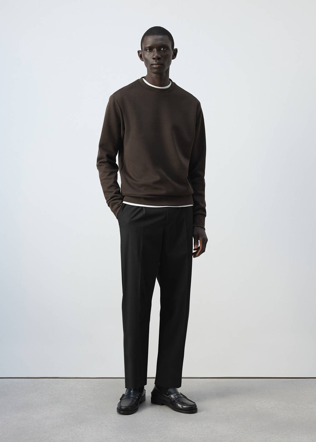 Cotton-blend regular-fit sweatshirt — Brown