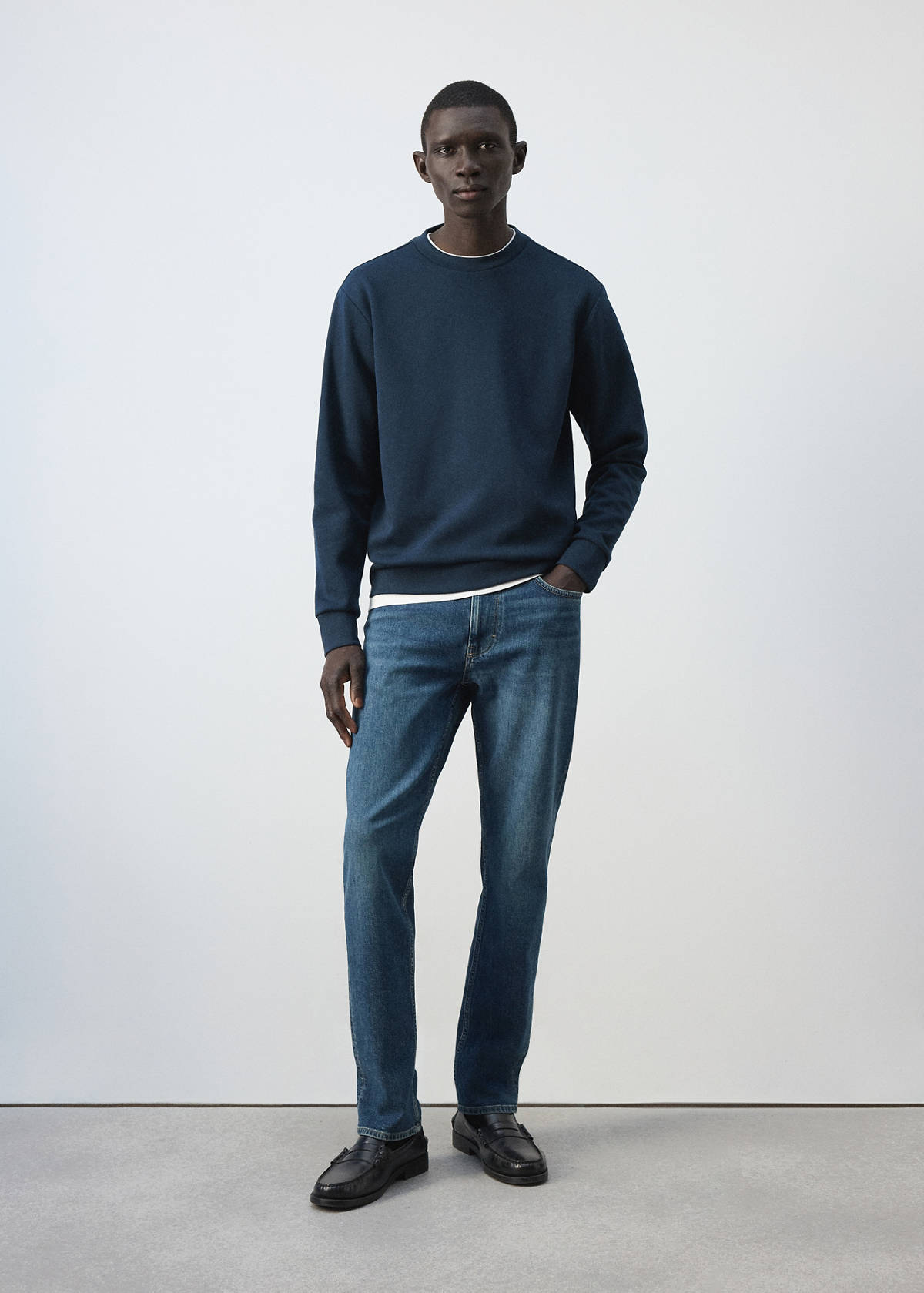 Cotton-blend regular-fit sweatshirt — Night Blue