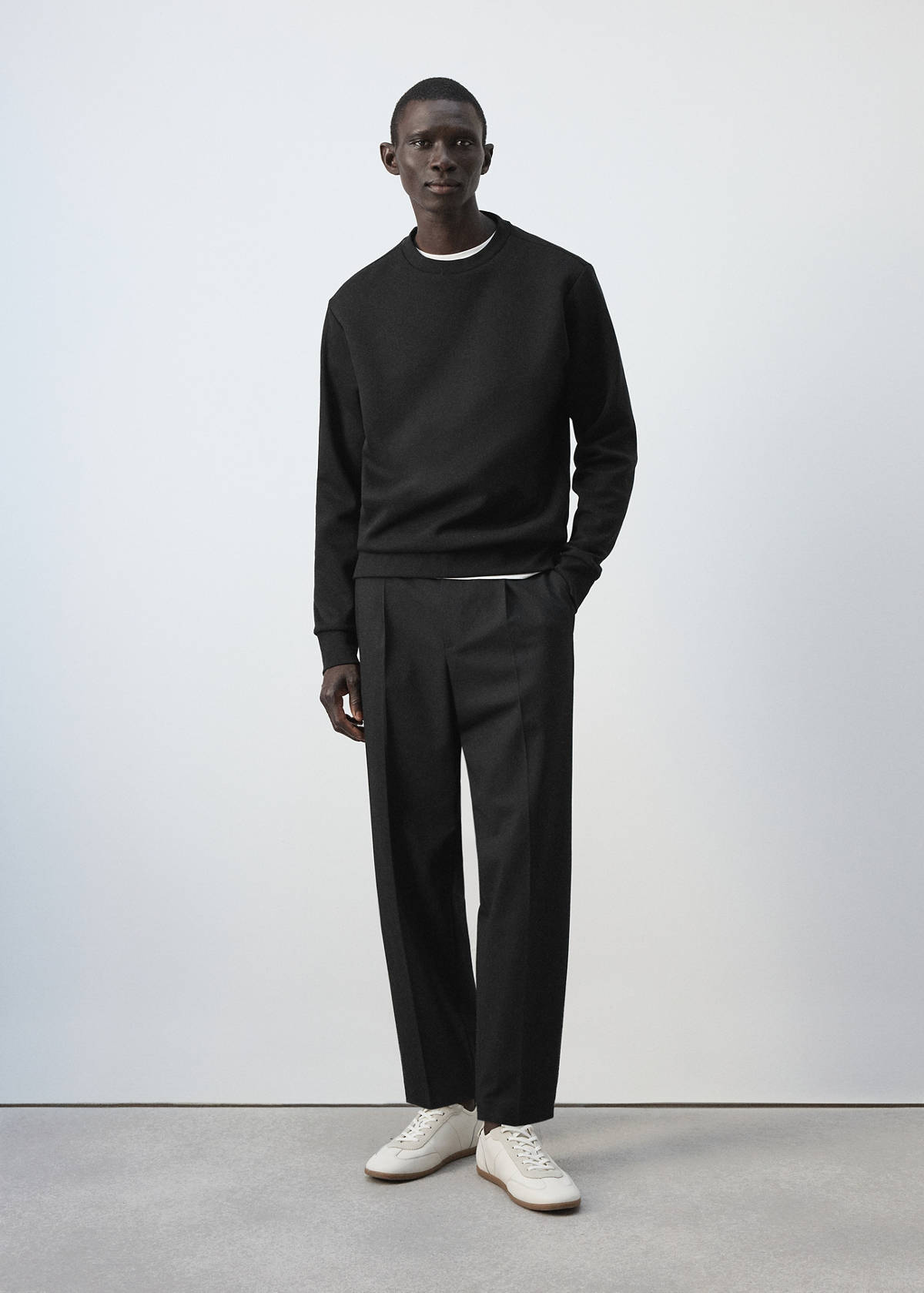 Cotton-blend regular-fit sweatshirt — Black