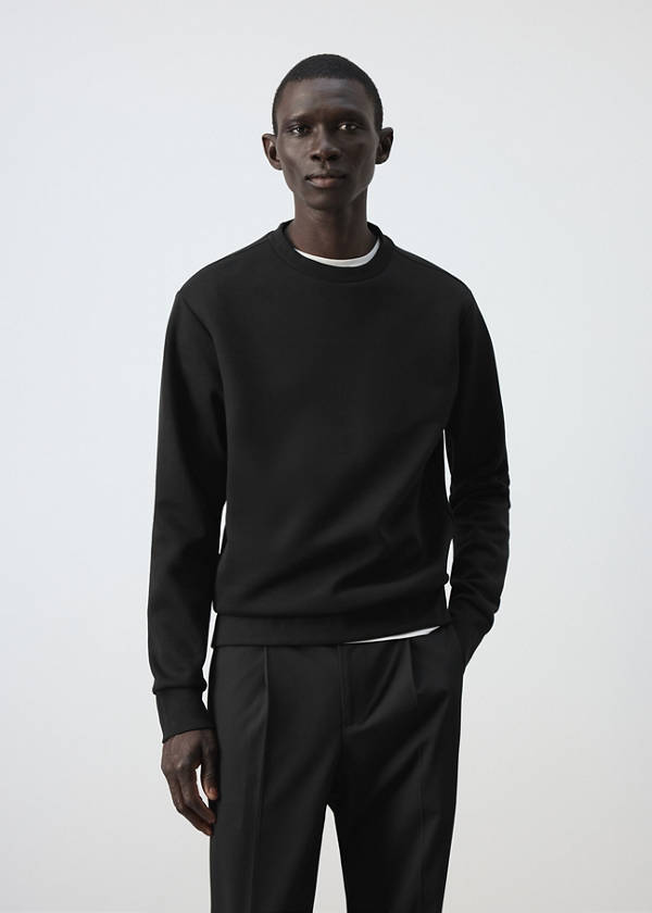 Cotton-blend regular-fit sweatshirt — Black