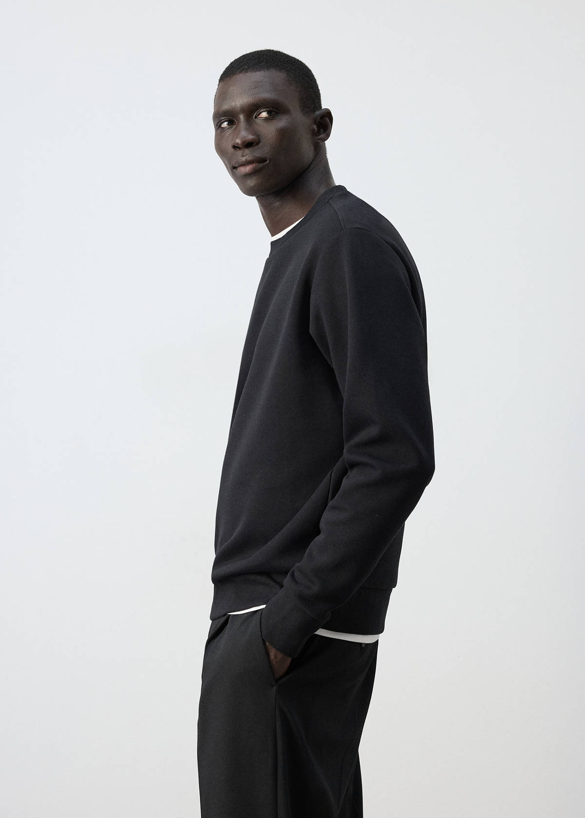 Cotton-blend regular-fit sweatshirt — Black