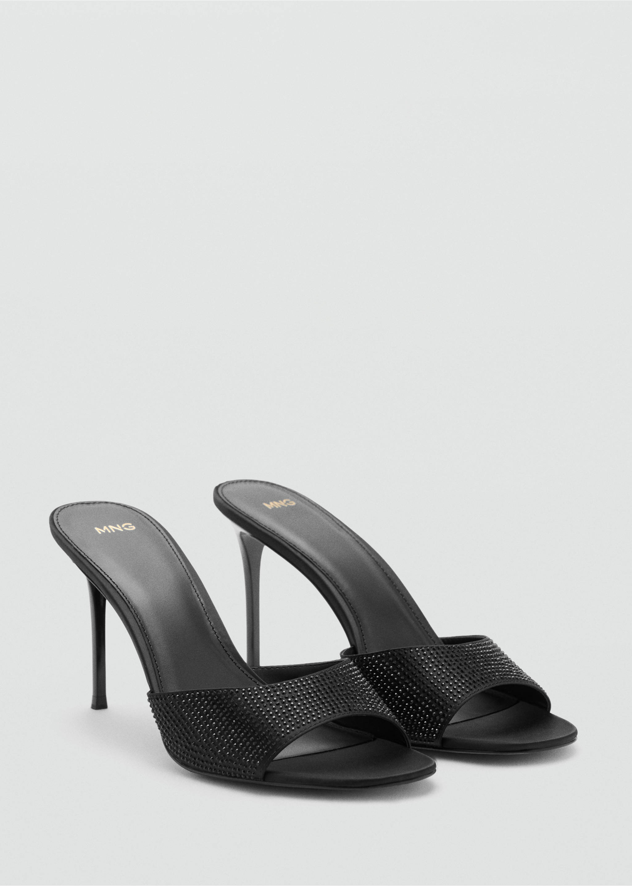 Glitter high-heeled sandals - Medium plane, Black. Ref: 37095984-00.