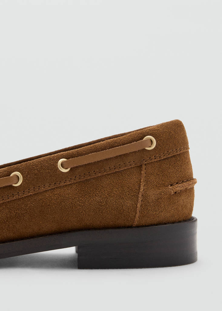 Suede loafer with bow detail — Tobacco Brown