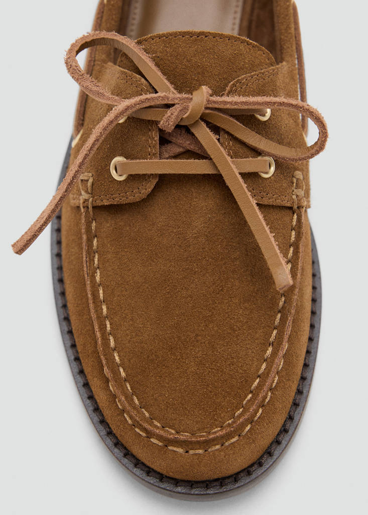 Suede loafer with bow detail — Tobacco Brown