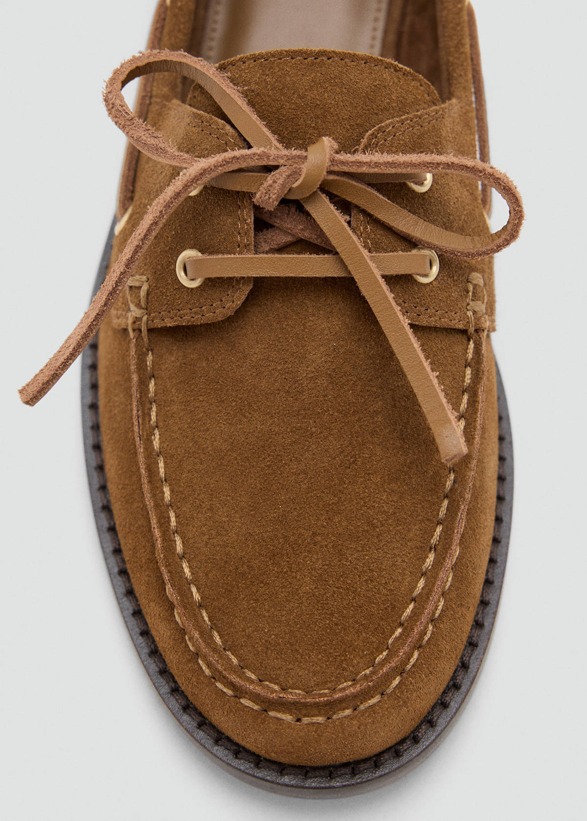Suede loafer with bow detail — Tobacco Brown