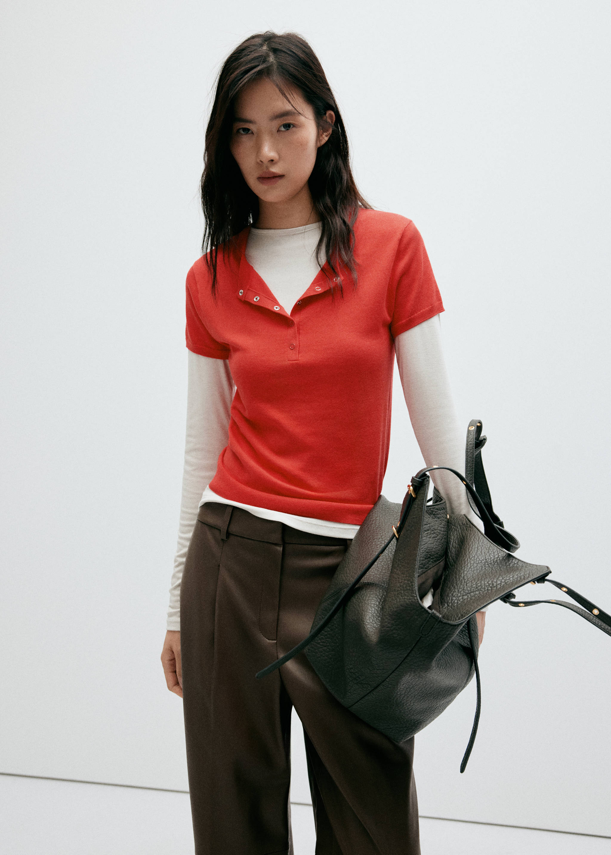 Wide leg faux-leather trousers - Details of the article 1
