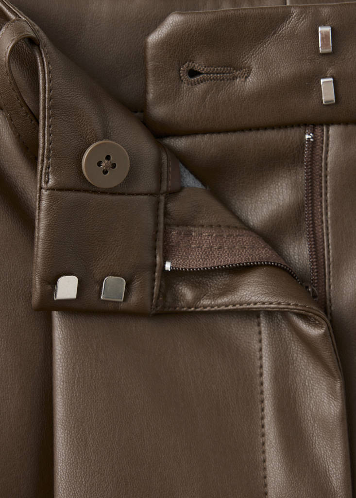 Wide leg faux-leather trousers — Medium Brown