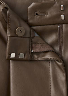 Wide leg faux-leather trousers — Medium Brown 6