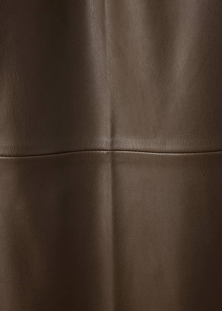 Wide leg faux-leather trousers — Medium Brown