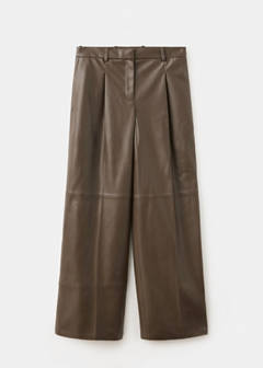 Wide leg faux-leather trousers — Medium Brown 5