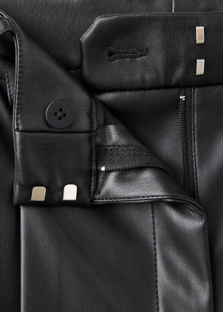 Wide leg faux-leather trousers — Black
