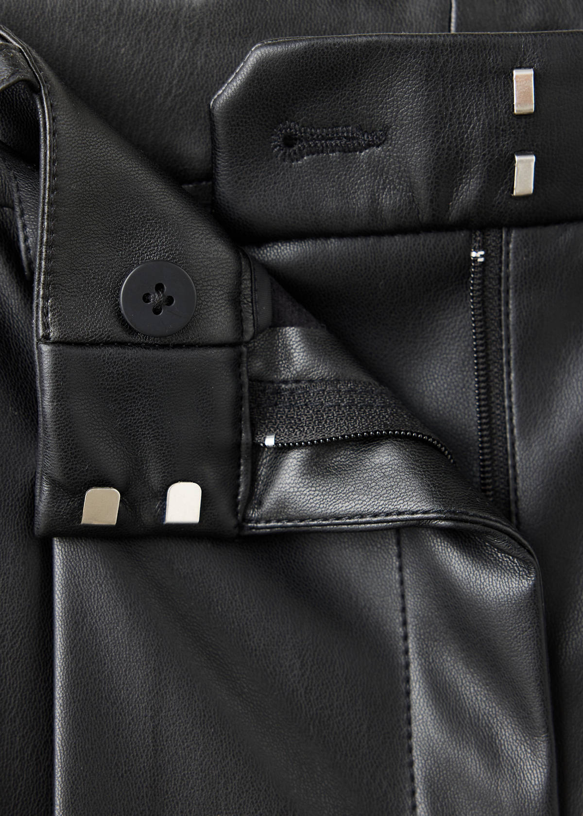 Wide leg faux-leather trousers — Black
