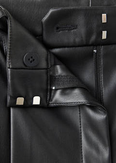 Wide leg faux-leather trousers — Black 6