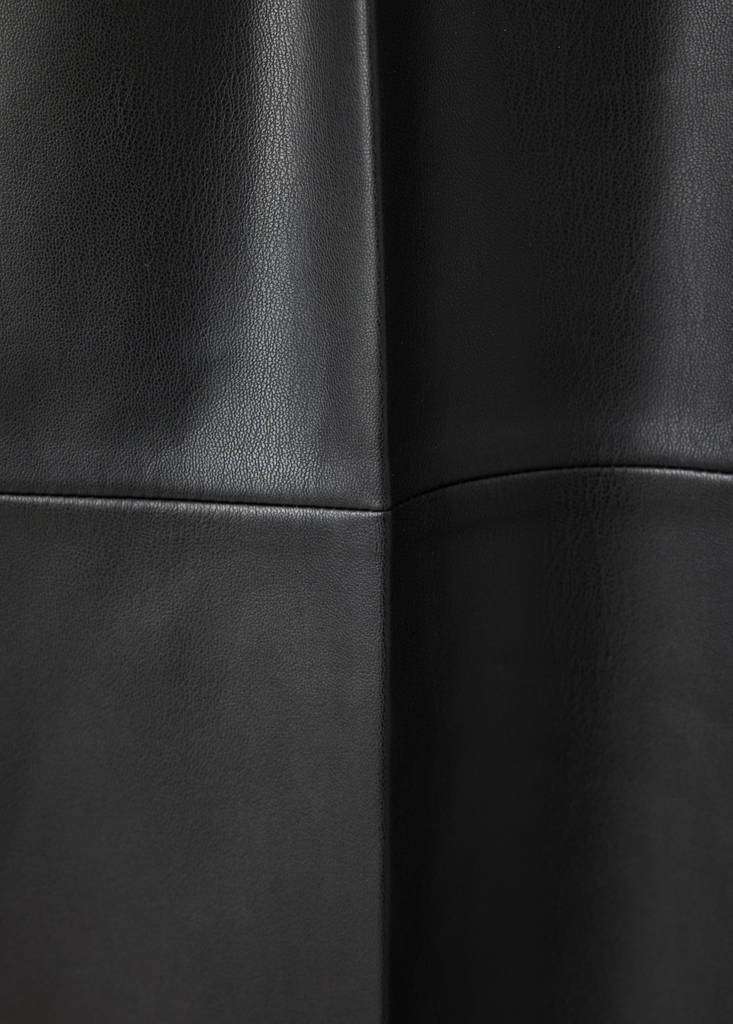 Wide leg faux-leather trousers — Black