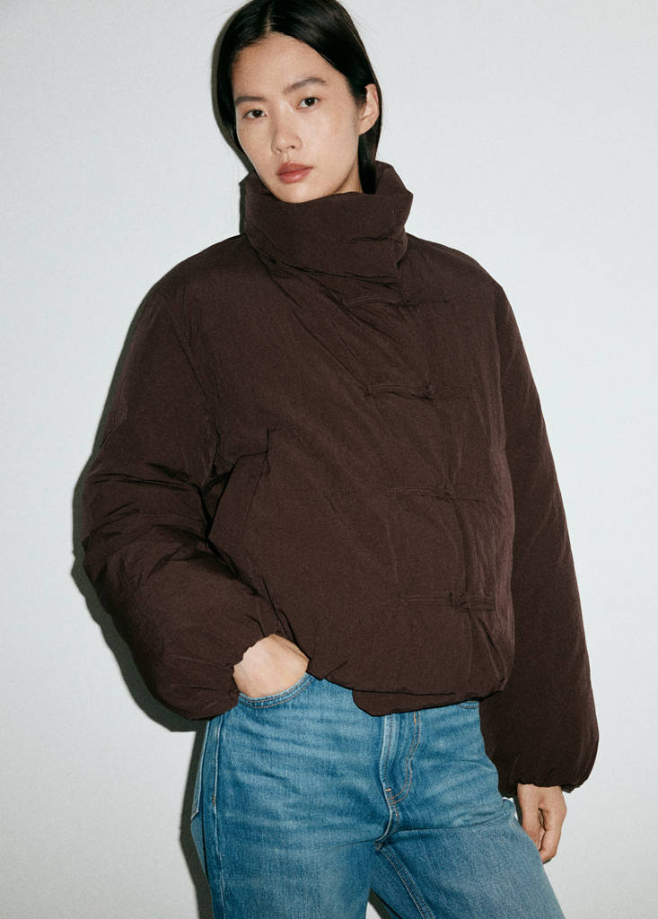 Padded anorak with toggle fastenings — Chocolate