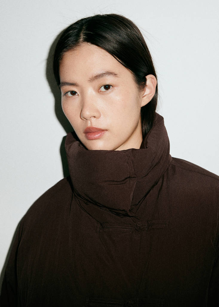 Padded anorak with toggle fastenings — Chocolate