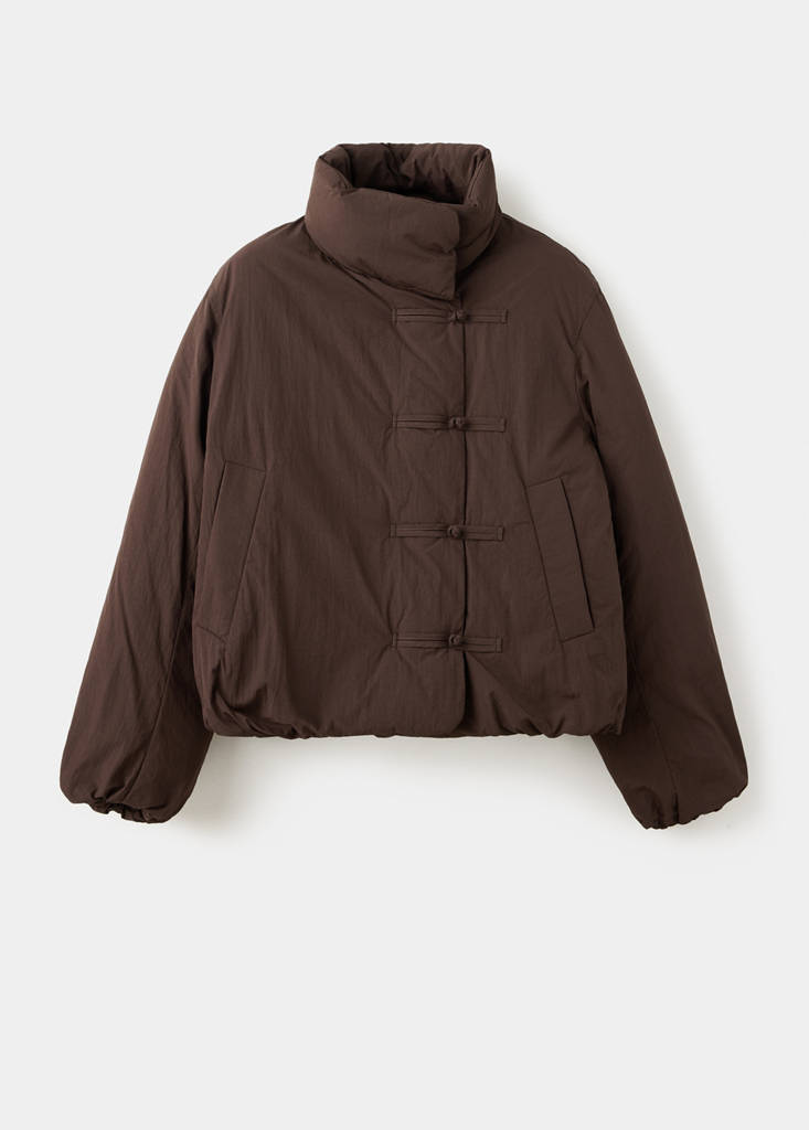 Padded anorak with toggle fastenings — Chocolate