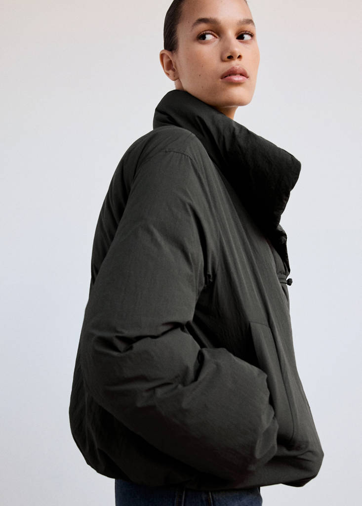 Padded anorak with toggle fastenings — Grey